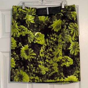 Michael Kors Green and Black Floral Mini Skirt